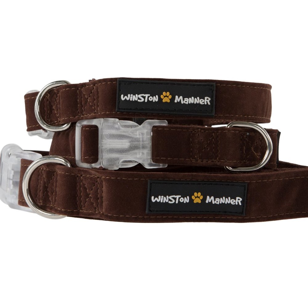 Winston Manner Designer Dog Collar in Chocolate